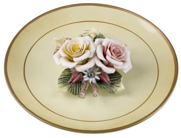 Plato de flor de Capodimonte de porcelana decorativa estilo italiano #6F572