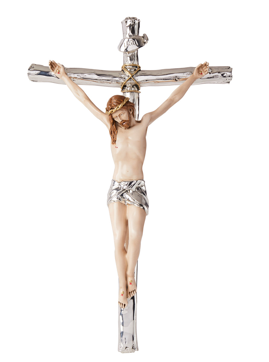 Cristo en cruz Mosaico 925 Argento y Porcelana #7272