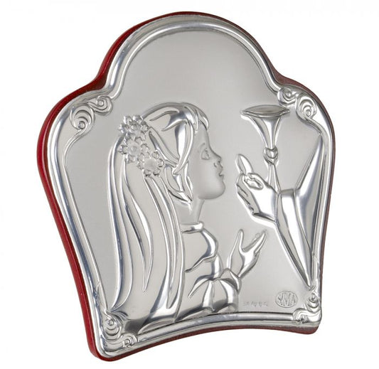 Icona Ragazza Prima Comunione Con Argento 925 Italiano Argento #994