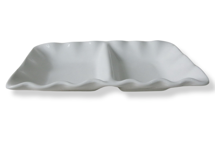 Piatto da portata per antipasti in ceramica a 2 sezioni Cucina italiana #1191/W