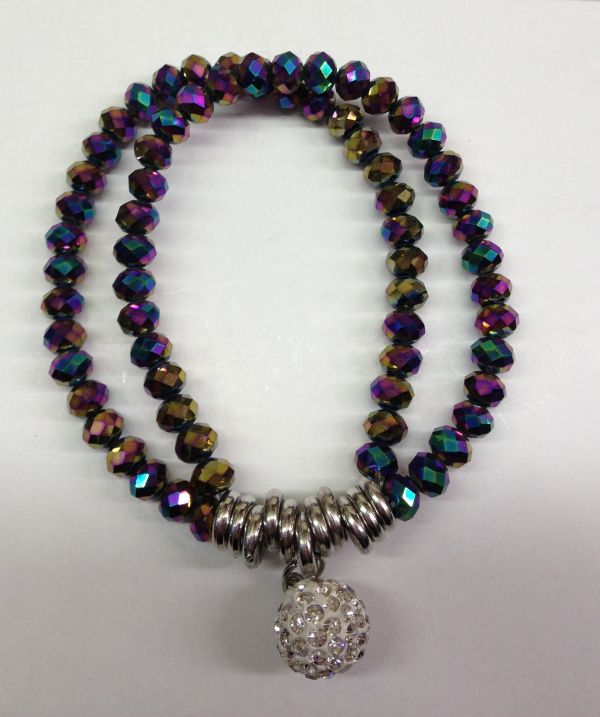 Brazalete Mujer Doble Cristal Plata #DB07