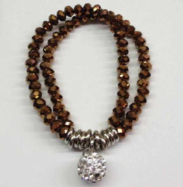 Brazalete Mujer Doble Cristal Plata #DB07