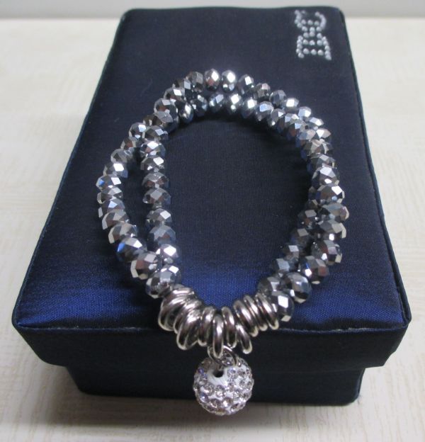 Brazalete Mujer Doble Cristal Plata #DB07