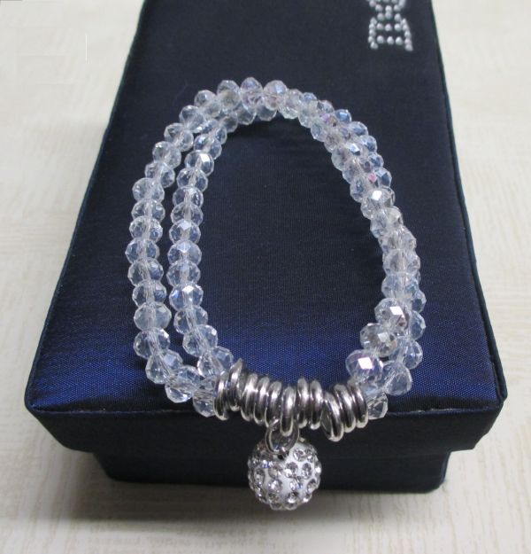 Brazalete Mujer Doble Cristal Plata #DB07