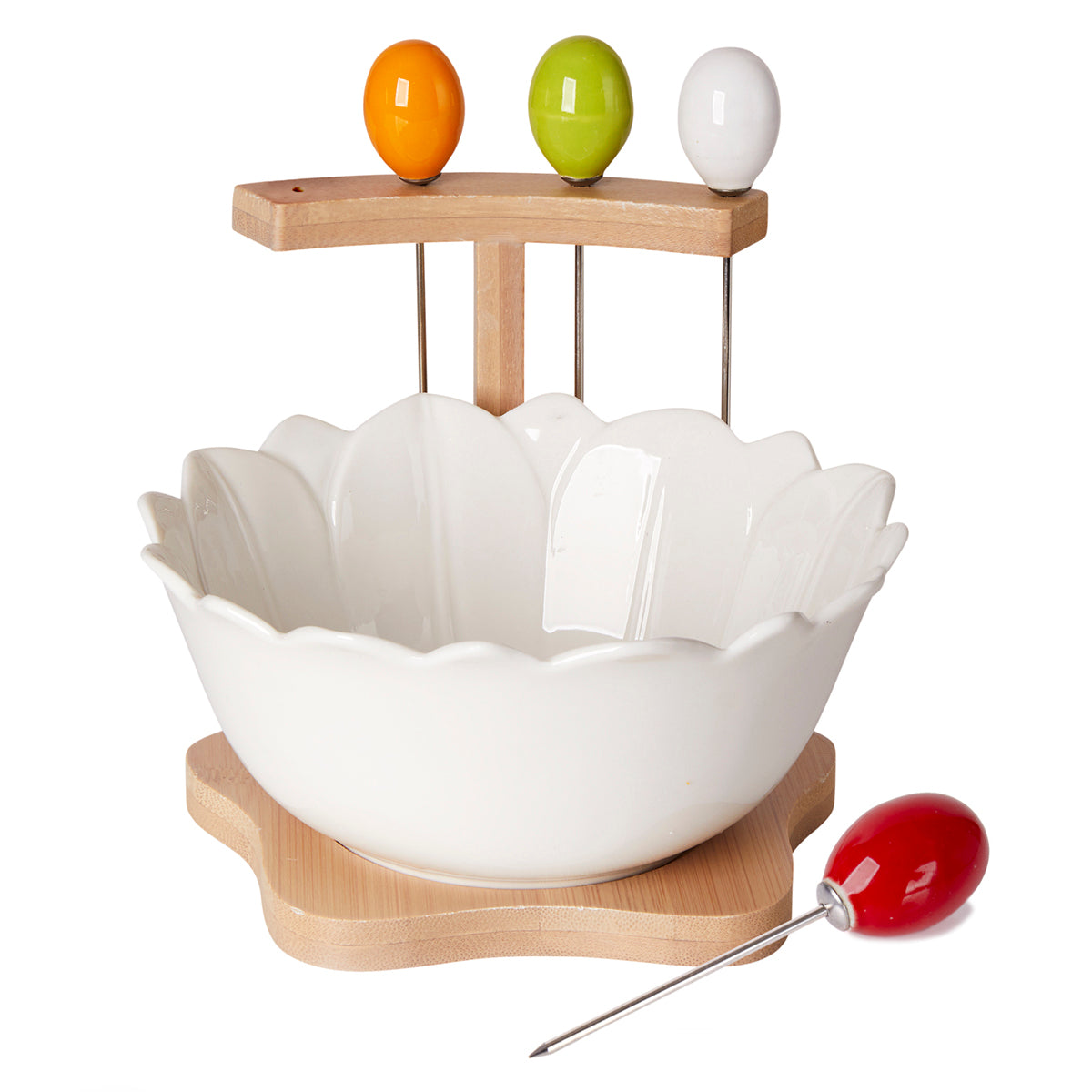 Debora Carlucci White Porcelain Antipasto Bowl w/ Picks #DC4924