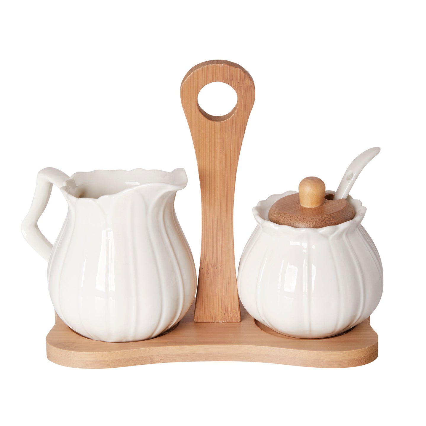 Juego de azucarero y crema de porcelana blanca Debora Carlucci con bandeja #DC4926