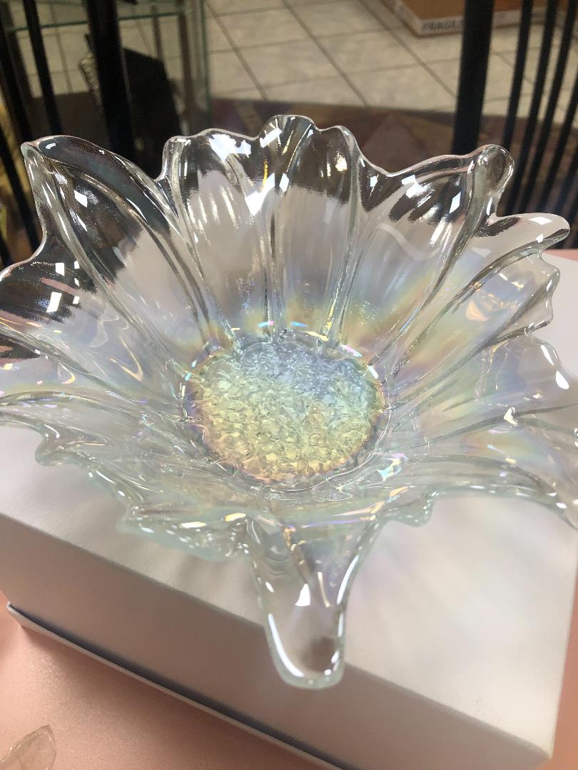 Debora Carlucci Murano Glass Sunflower Deep Candy Dish #JS3