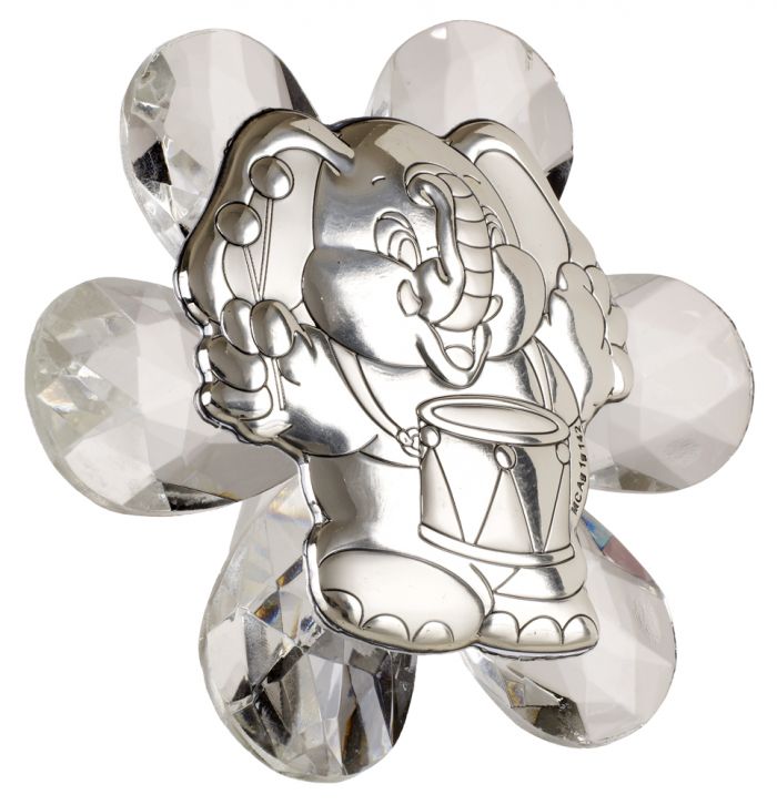 Cristallo italiano 925 Argento Elefante con icona tamburo #12620
