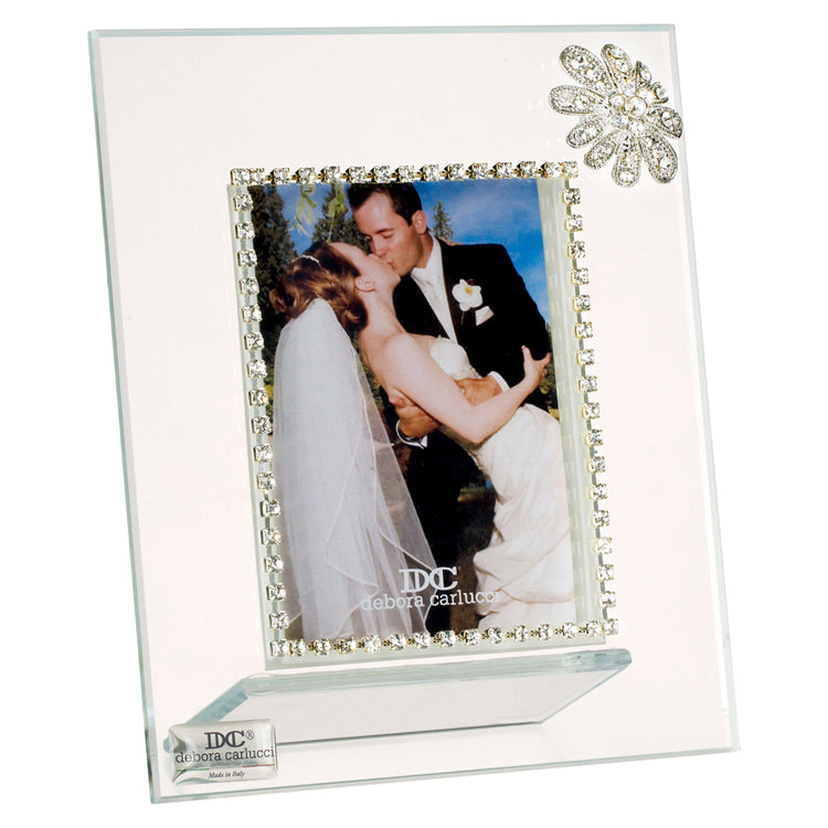 Marco de fotos italiano con broche de flor de cristal Swarovski #DC1711L