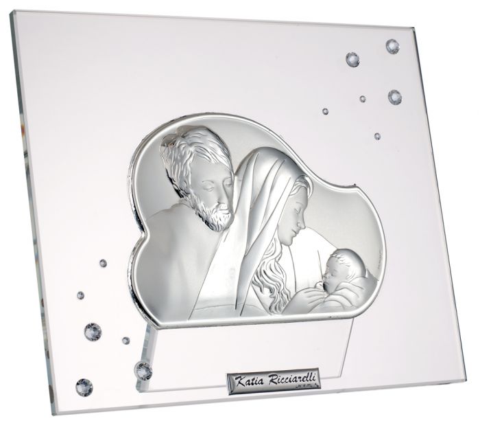 Italian Crystal 925 Argento Holy Family w. Swarovski Crystals Icon #18275