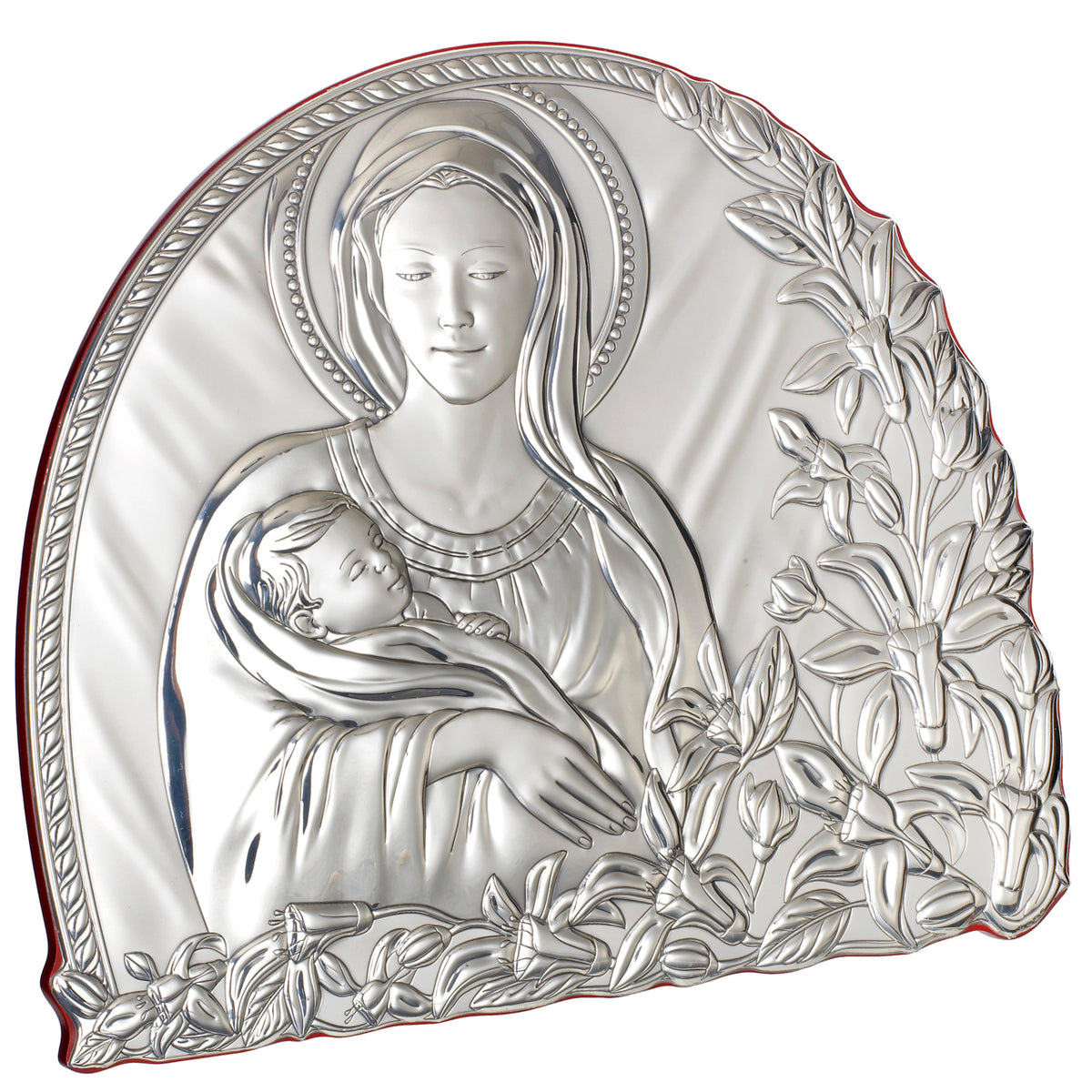 Vergine Maria con Bambino Targa in argento 925 italiana n. 1961