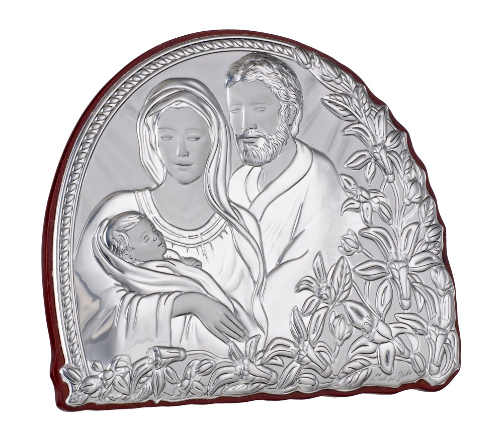 Sagrada Familia Italiana 925 Argento Placa Religiosa #1965