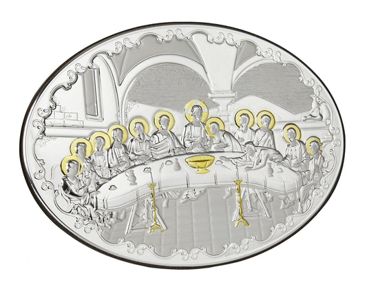Last Supper Italian 925 Argento Argento Italia Placca religiosa da parete o comò #2000