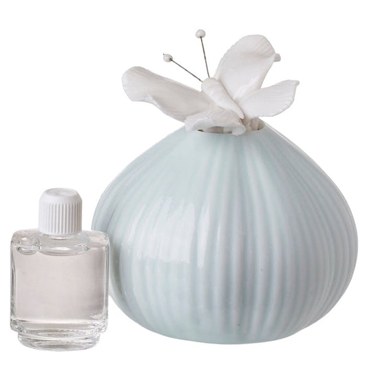 Difusor de aromaterapia de porcelana china de hueso italiano verde azulado con parte superior de mariposa n.° 3240