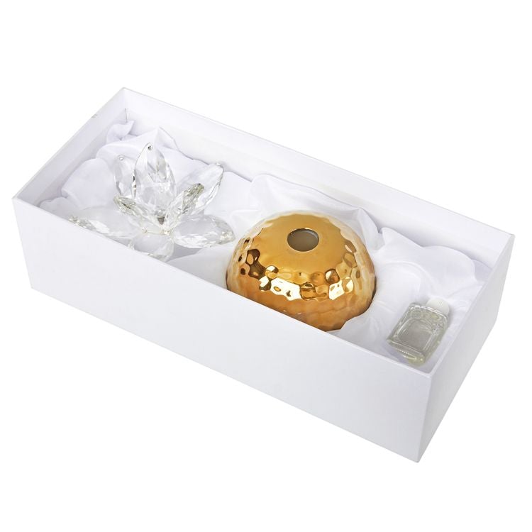 Debora Carlucci Diffusore a bastoncini con finitura martellata oro con loto di cristallo e profumo # 33131G