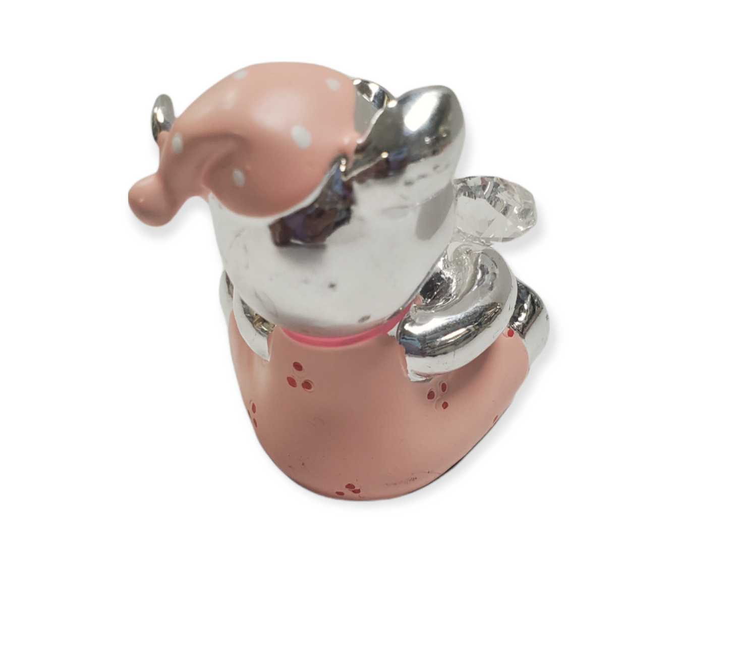 Baby Pig Rosa Plateado w. Recuerdo de fiesta infantil con flor de cristal #12612