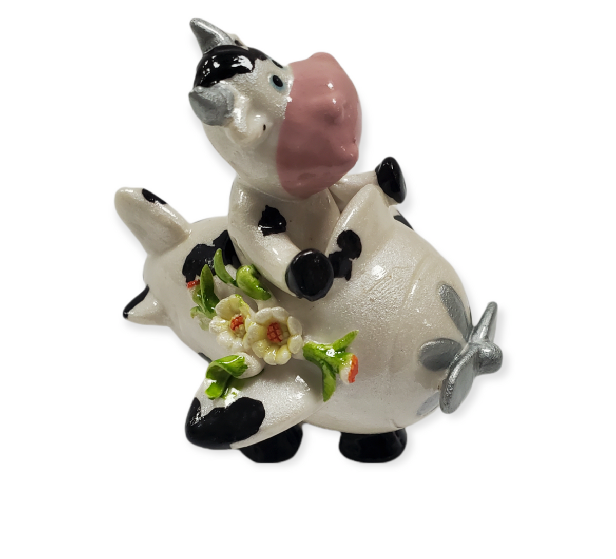 Favores de fiesta de bebé piloto de vaca de porcelana #7D3613