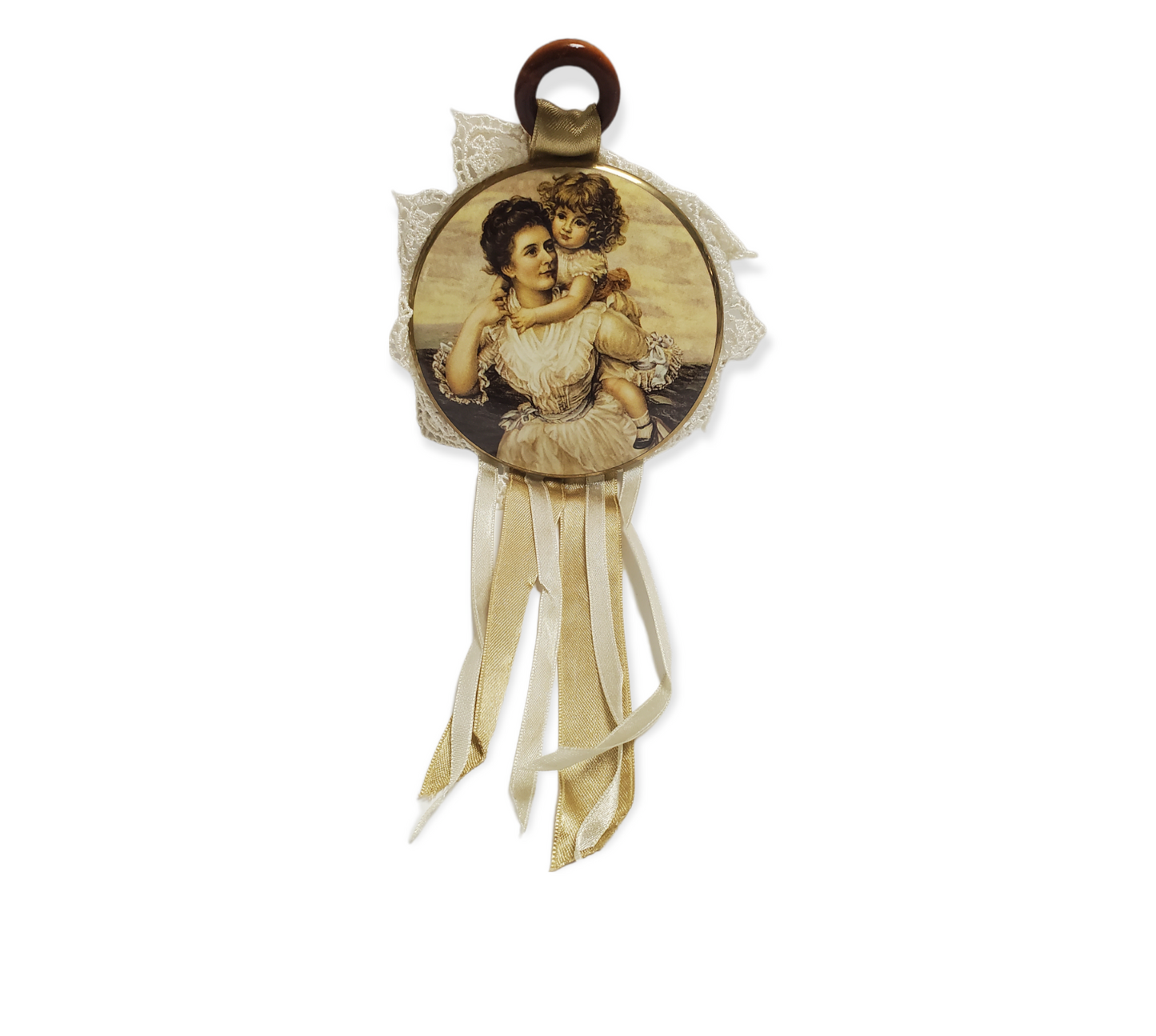 Favores de fiesta de placa de pared de porcelana con borde de encaje #4L053