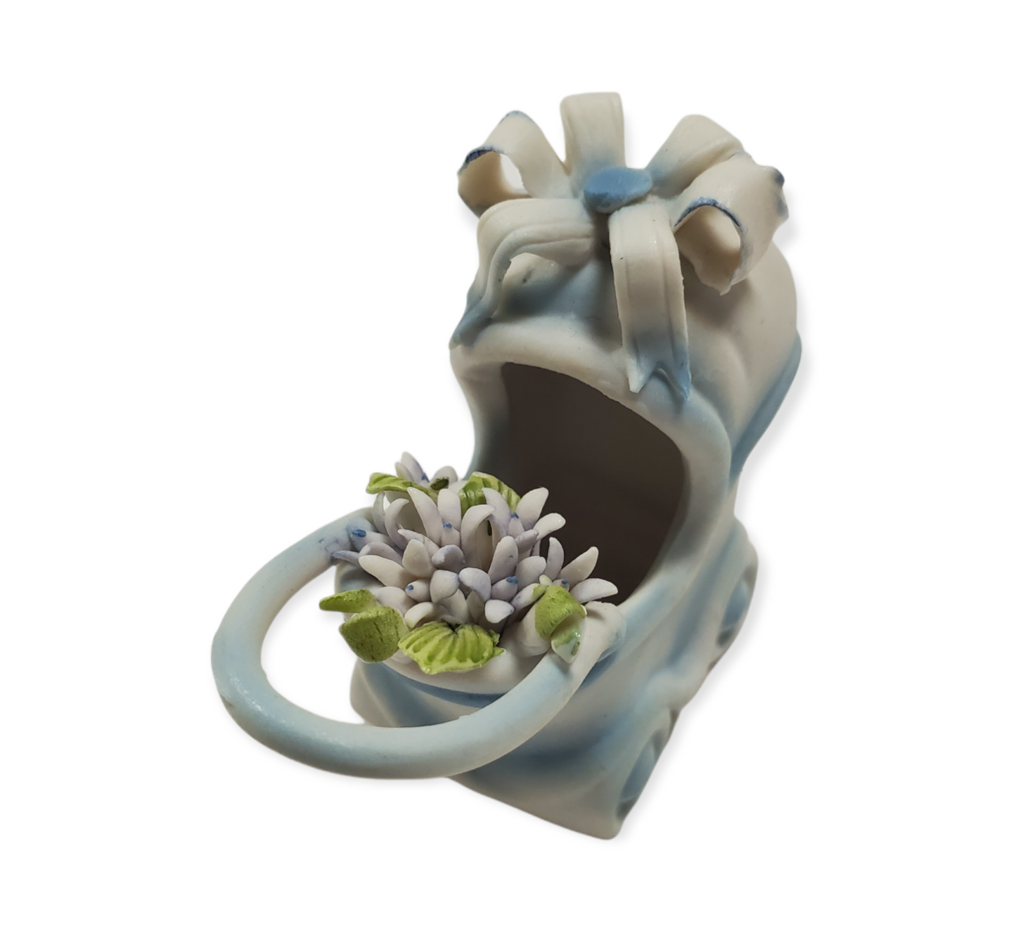 Porcelain Capodimonte Baby Blue Carriage Party Favor #4F860