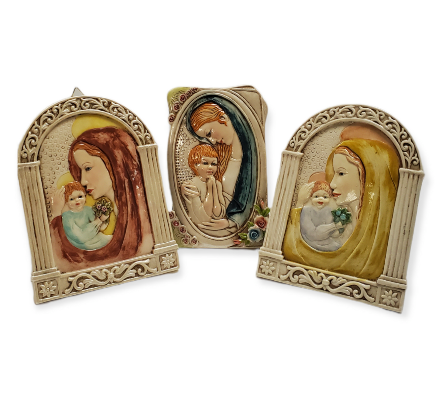 Favor de fiesta de placa de mesa/pared de madre e hijo de porcelana #7D3773