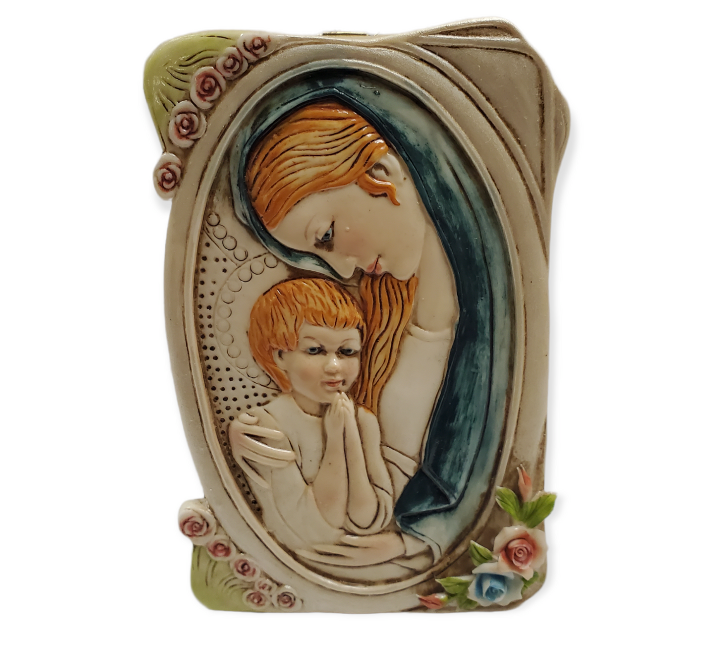 Favor de fiesta de placa de mesa/pared de madre e hijo de porcelana #7D3773