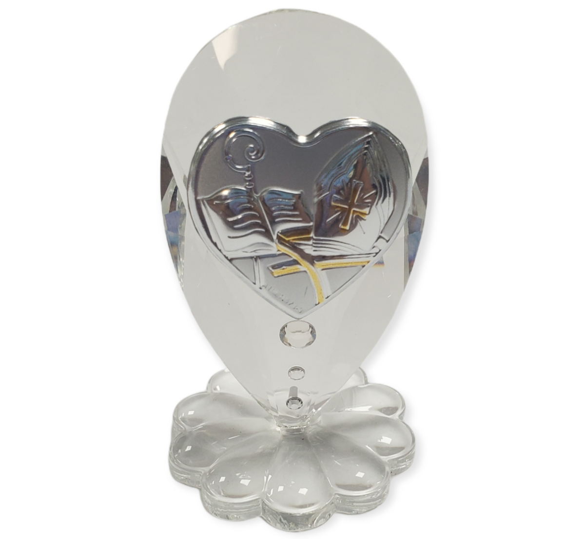 Confirmation Teardrop Icon in 925 Silver Argento on Italian Crystal Base #32790C