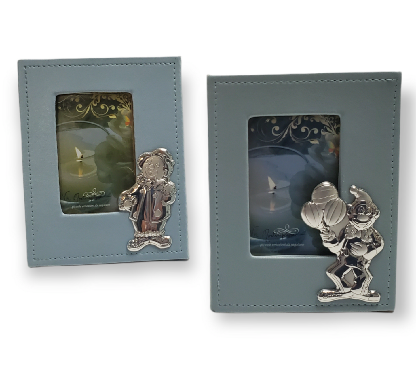 Italian 925 Silver Argento and Blue Leather Picture Frame #800