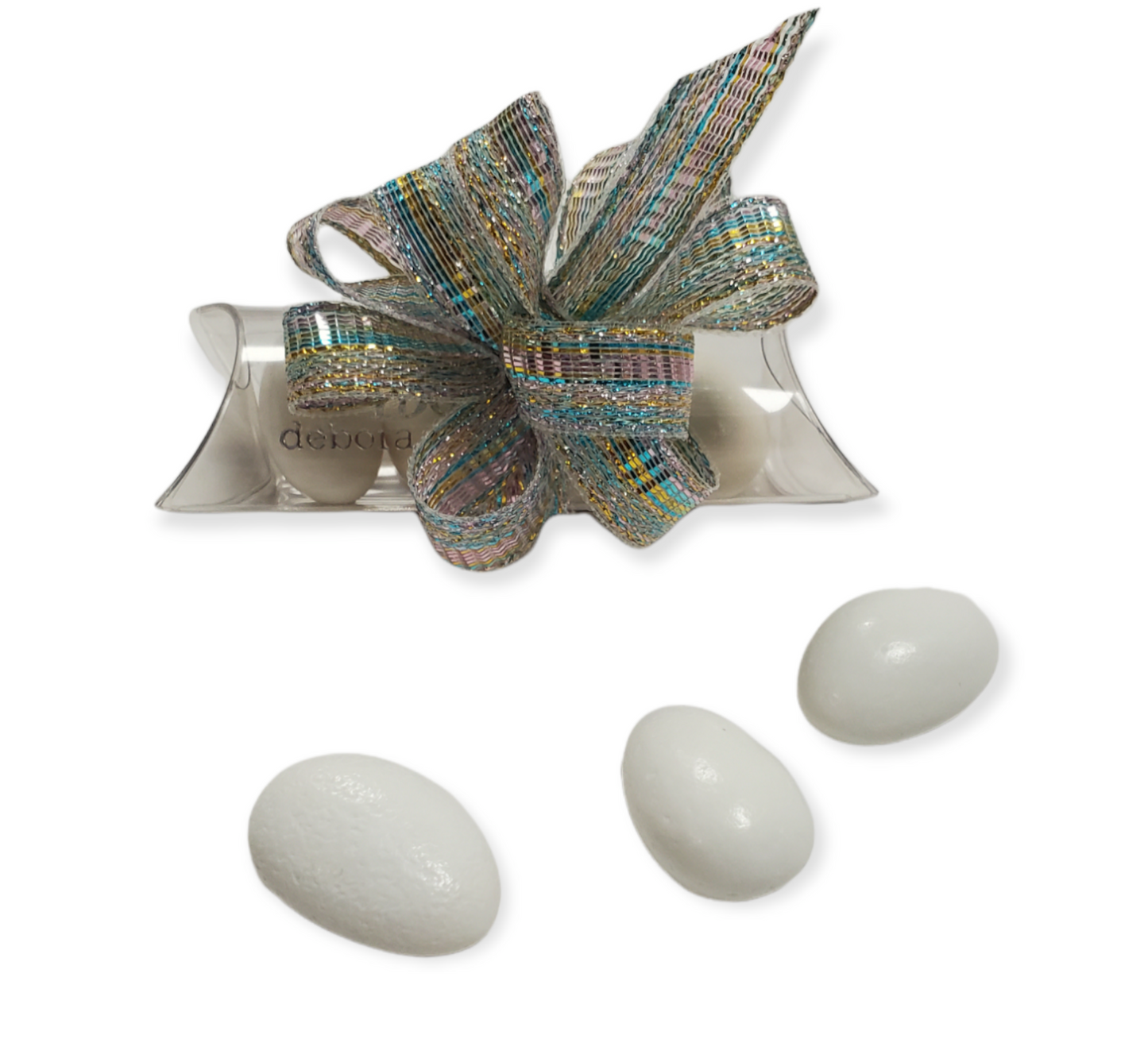 PO975 Acrylic Confetti Pouch (Need to call to discuss ribbon color Availability)
