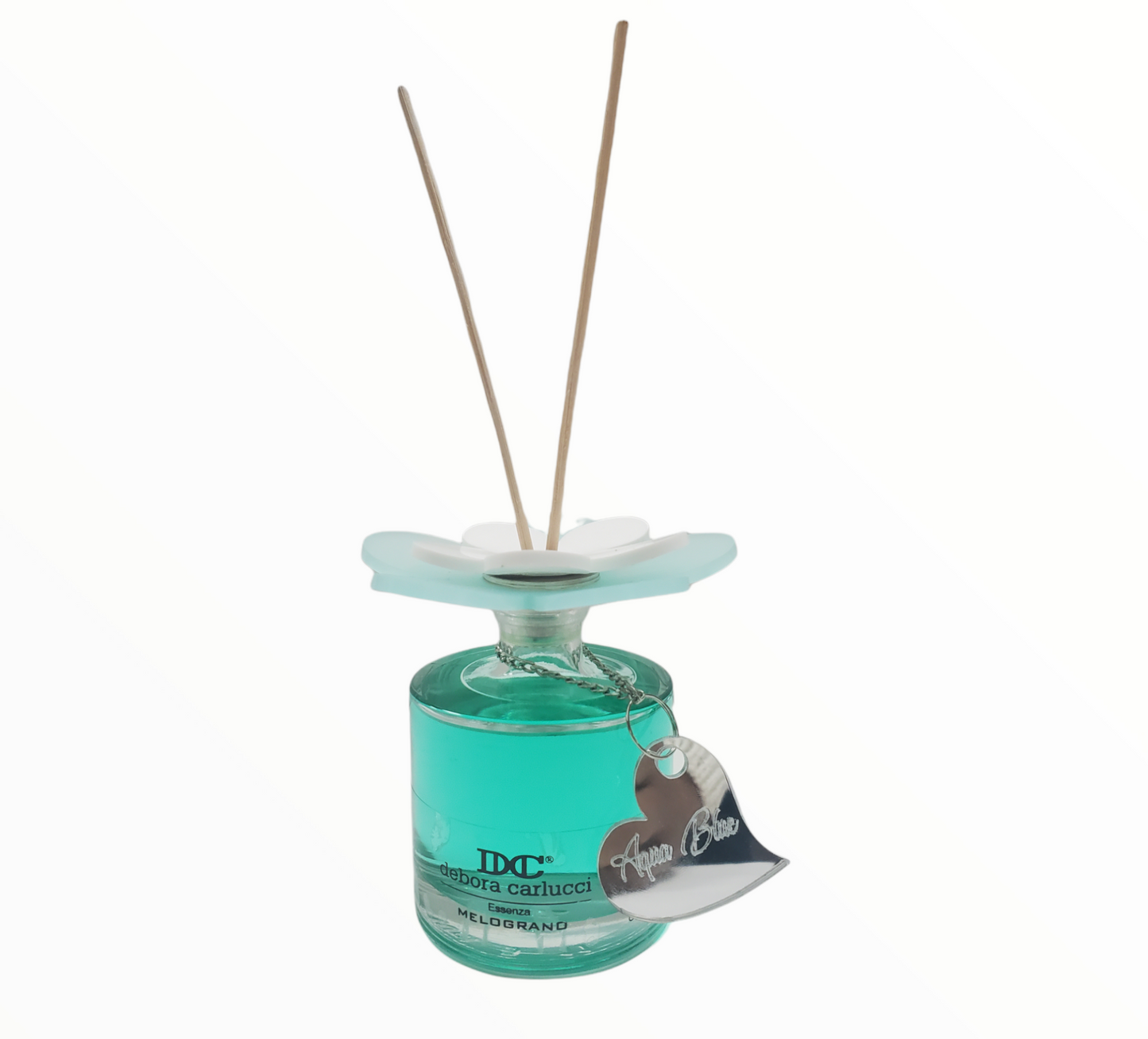 Debora Carlucci Collezione Renoir Aqua Blue Profumo Grande Bottiglia Diffusore Rotondo Con Fiore Vibrante Top 7 oz. #DC5805