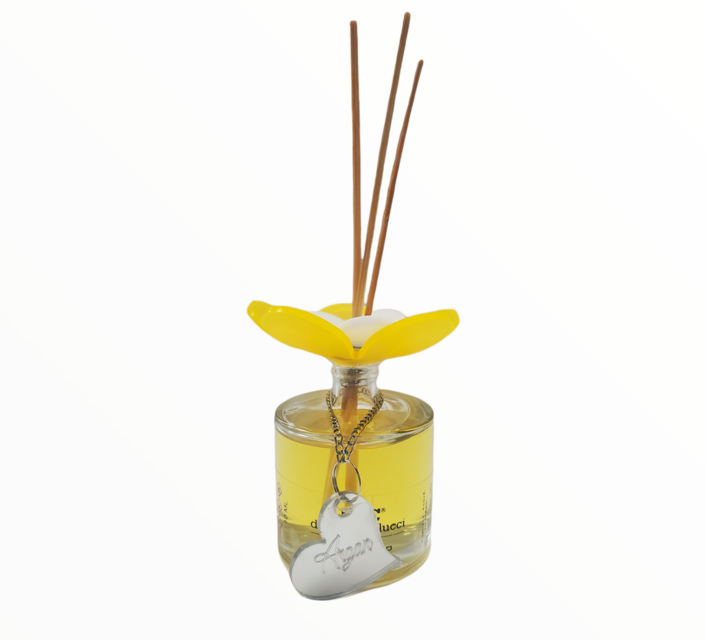 Debora Carlucci Diffusore a bastoncini tondi Bottiglia di profumo di argan dolce con parte superiore a fiori vivaci 3,5 once # DC5800