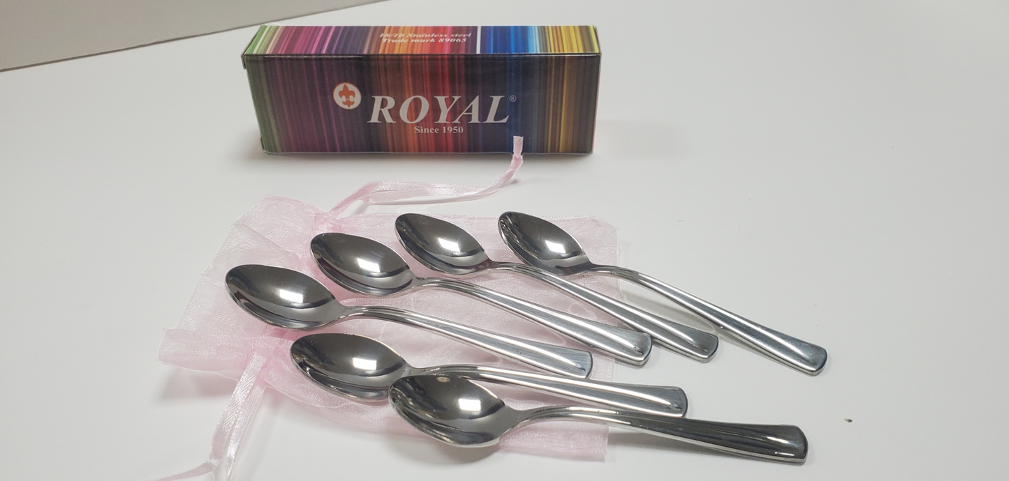 Juego de 6 cucharas de té de acero inoxidable #SP001