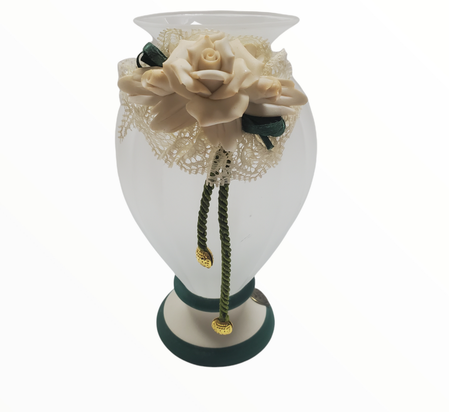 Jarrón de cristal con flores de porcelana para fiesta 9D7389