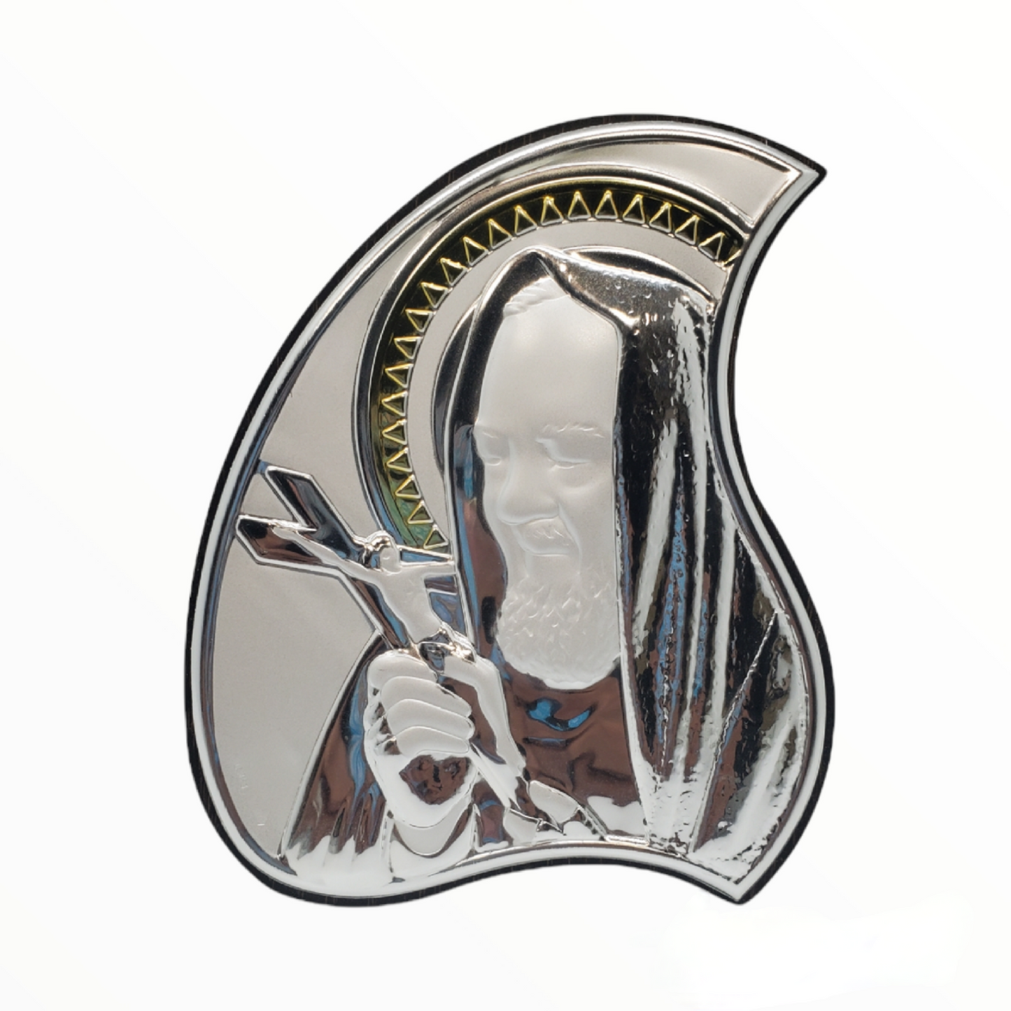 Lágrima Italiano 925 Plata Argento Padre Pio Icon #1843