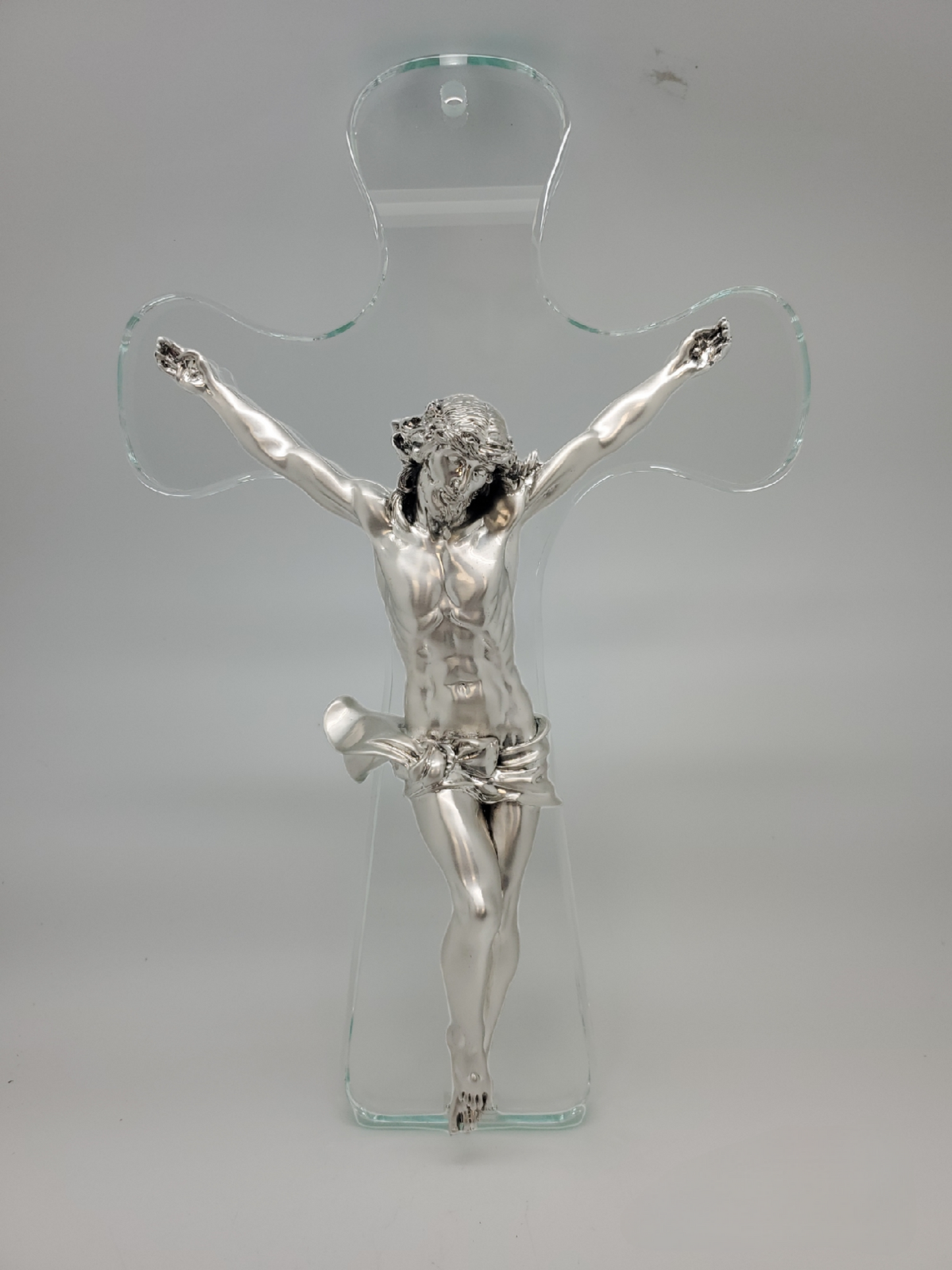 Cristo in Croce Argento 925 e Croce di Cristallo #2637