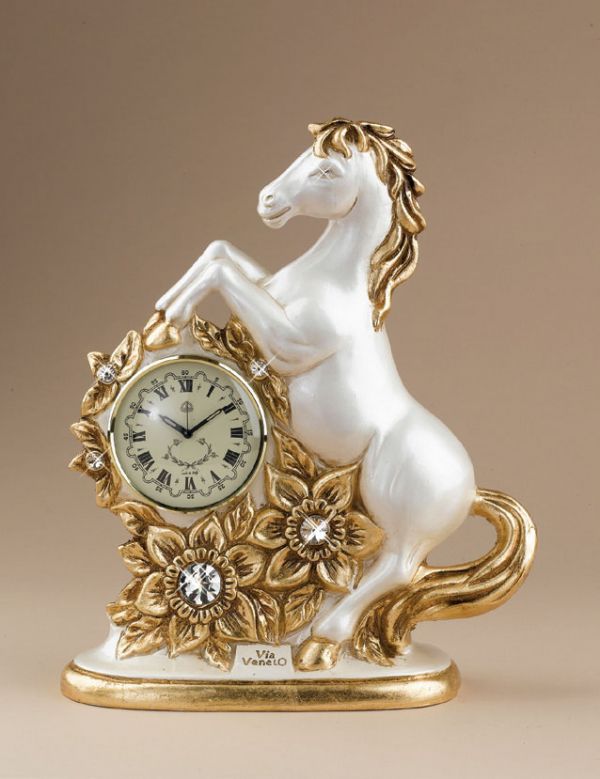 Via Veneto Cavallo decorativo / orologio con dettagli in cristallo Swarovski #6150