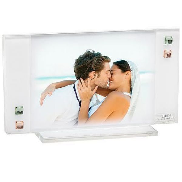 Italian Photo Frame w. Amber and Teal Crystals #2117