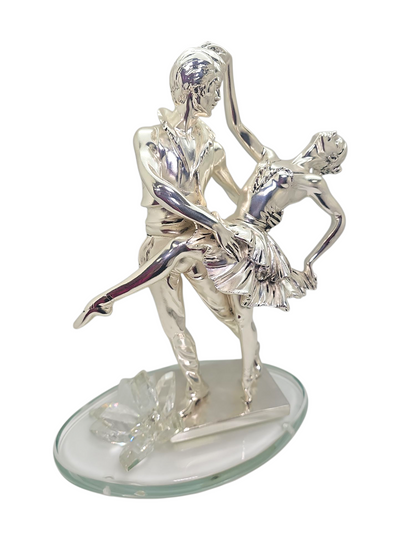 Figura de novia y novio en plata italiana 925 Argento con flor de cristal Swarovski #2620