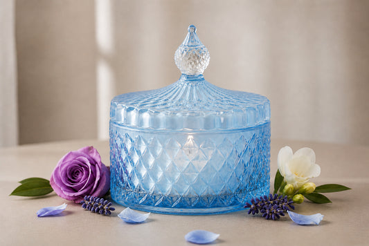 Marsiglia Collection Candle Jewelry Box Accented in Blue DC24020-B
