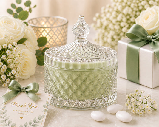 Marsiglia Collection Candle Jewelry Box Accented in Sage color DC24020-G
