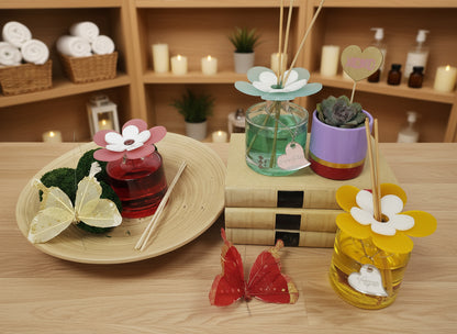 Debora Carlucci Renoir Collection Large Square Diffuser Sweet Argan Scent Bottle w/ Vibrant Flower Top 7 oz.  #DC5799