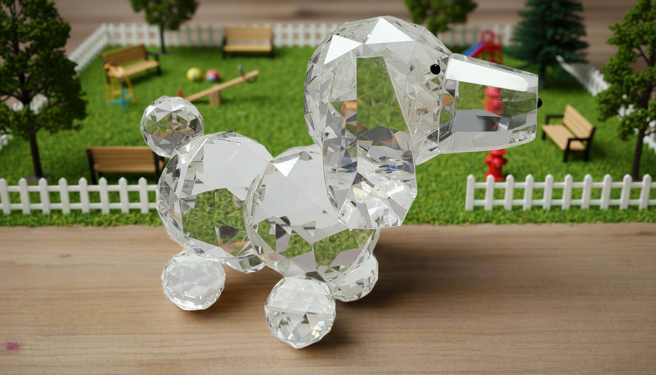 Centro de mesa con estatuilla de cachorro de cristal #CR044