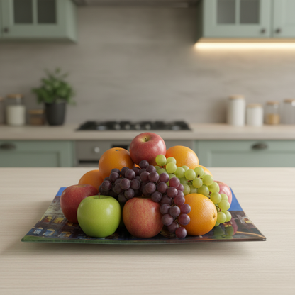 Glass Decorative Fruit Plate Roman Colosseum Design GHP02
