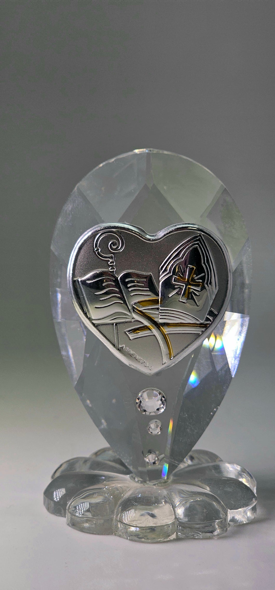 Confirmation Teardrop Icon in 925 Silver Argento on Italian Crystal Base #32790C