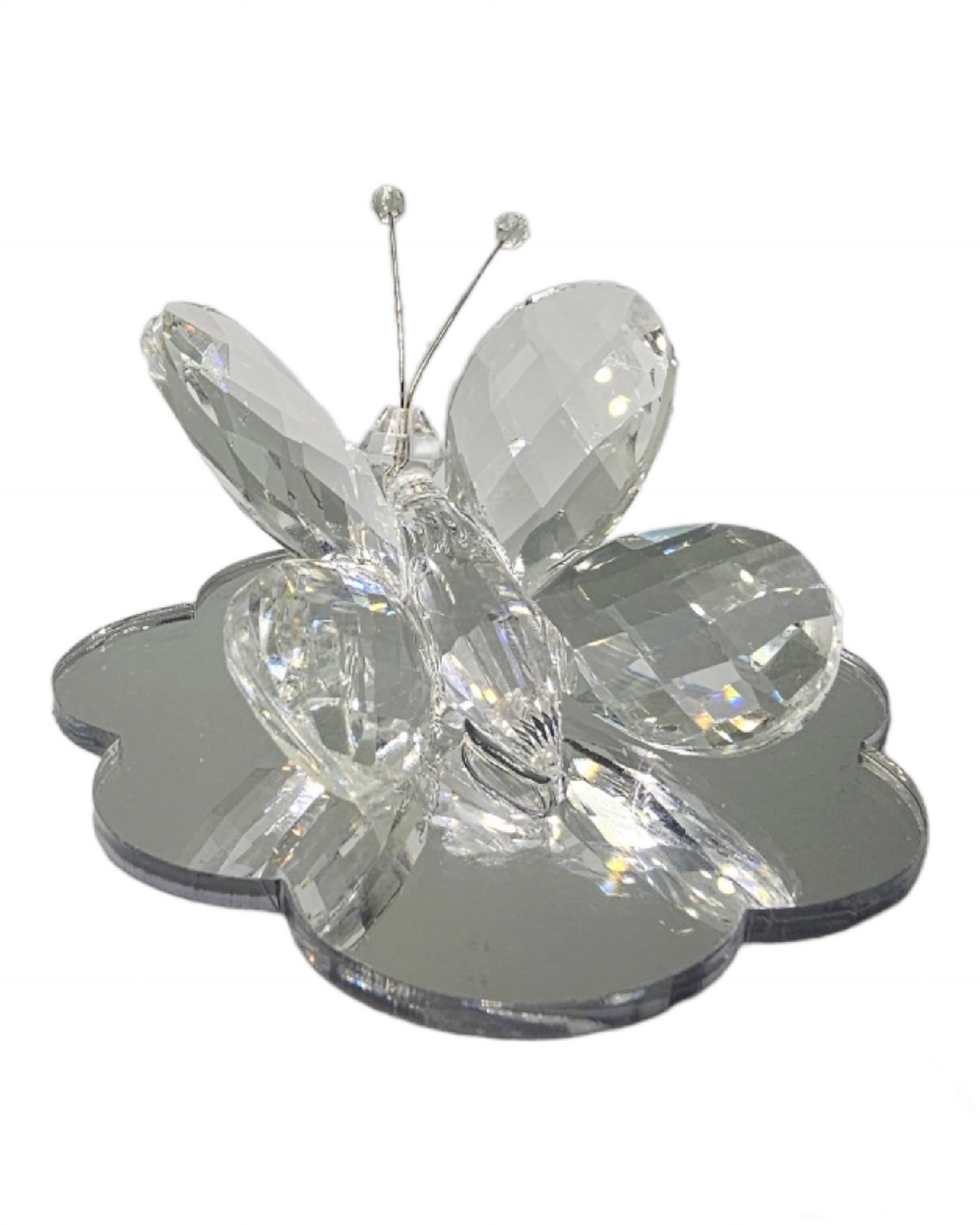 Figurina farfalla italiana 24% cristallo e bianco di Murano #12557