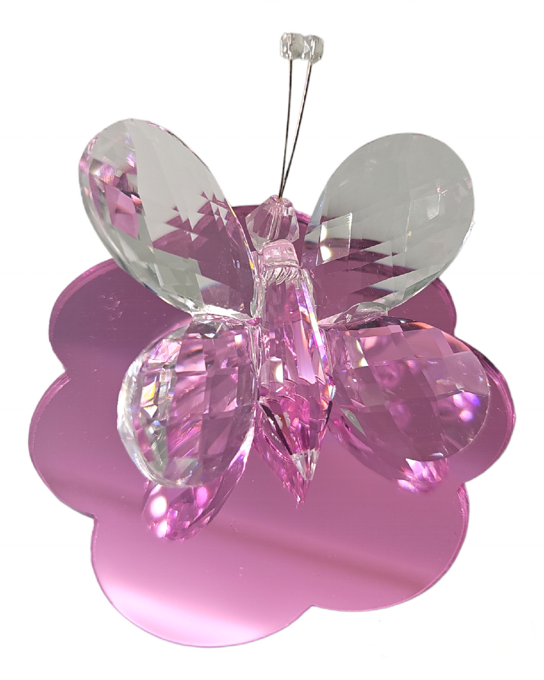 Figurina farfalla italiana 24% cristallo e bianco di Murano #12557