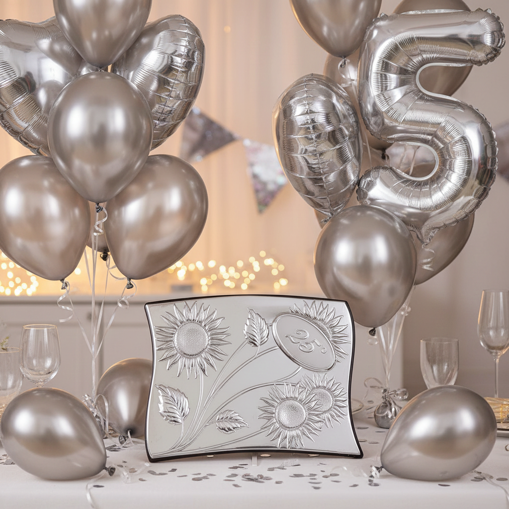 Targa in argento 925 per il 25° anniversario con supporto in legno di Panorama Italy #2435