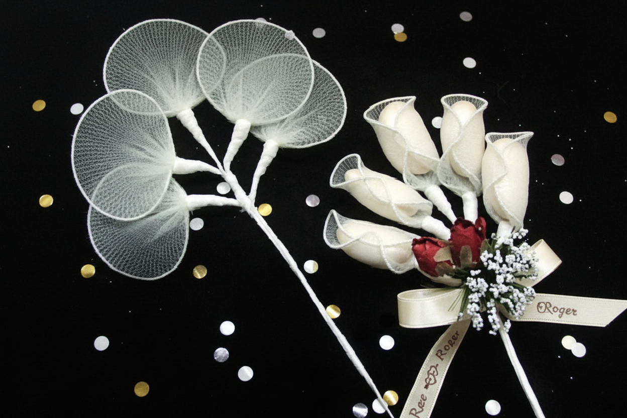 Jordan Almond Wired Almond Confetti Holders 5-Part 24 Pcs / Bag Ivory #DH-5