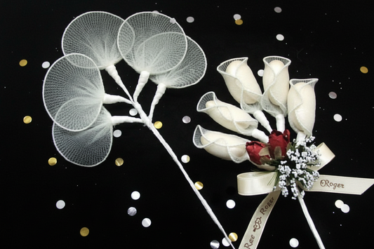 Jordan Almond Wired Nylon Almond Confetti Holders 5-Part 24 Pcs/Bag Ivory #DH-5