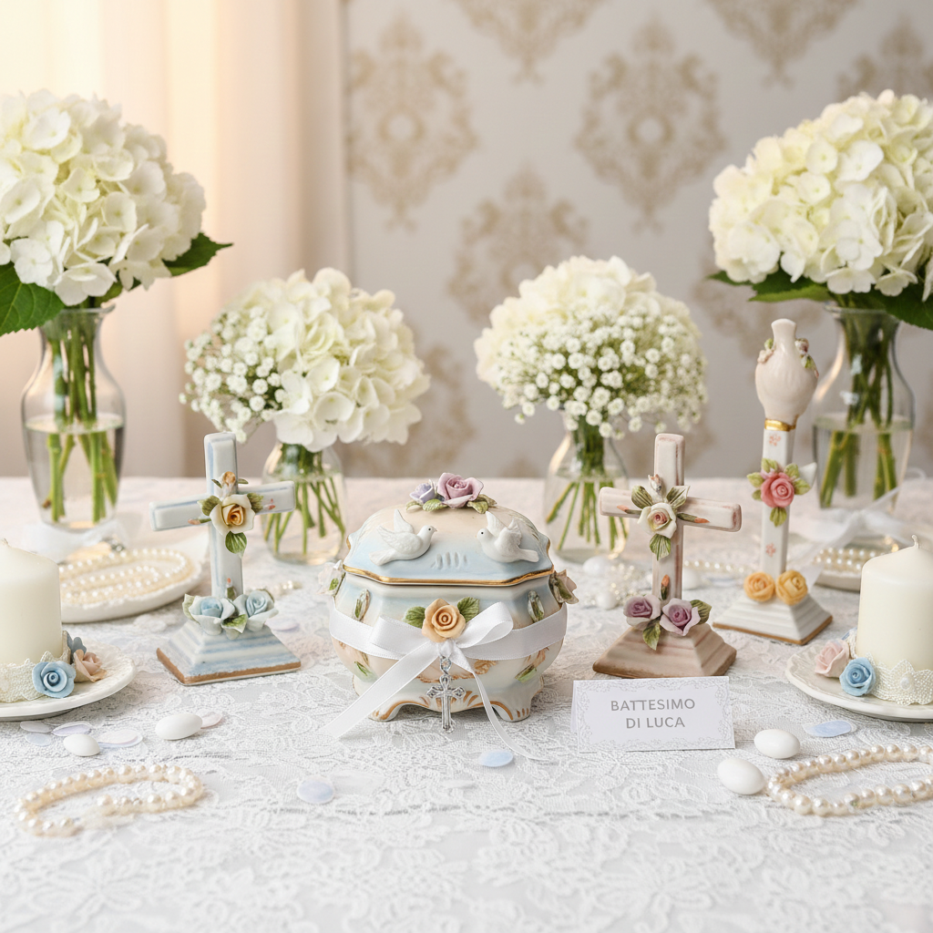 Recuerdos de fiesta con cruz de porcelana #4F3001