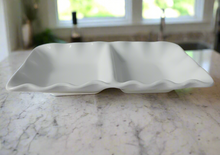 Load image into Gallery viewer, Cucina Italian Dolomite Stone 2 Section Appetizer Serving Dish  #1191/W
